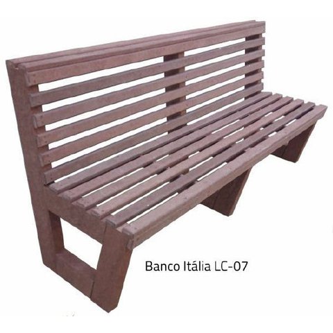 Banco Itália de Madeira Plástica Maciça Marrom Ripado 100% Reciclado 2 Lugares 1,5m / Lc-07 Lanci Ma