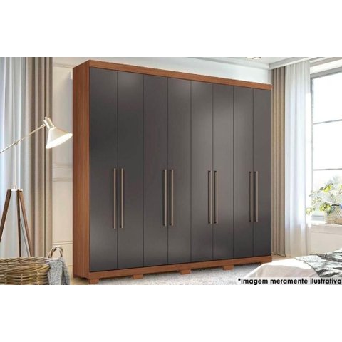 Guarda Roupa Casal 8 Portas e 4 Gavetas C/ Pés Master New 8.4 Jatobá - Santos Andirá