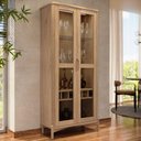 Ver imagem 1 de Cristaleira para Sala de Jantar com Adega 2 Portas de Vidro Madeira Maciça Benton F06 Tauari - Lyam