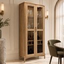 Ver imagem 4 de Cristaleira para Sala de Jantar com Adega 2 Portas de Vidro Madeira Maciça Benton F06 Tauari - Lyam