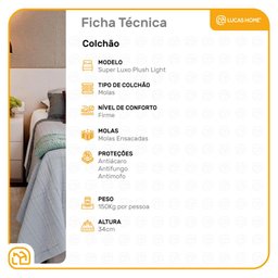 Colchão de Casal - Castor - Super Luxo Plush Light - Molas Ensacadas 138x188x34cm - 2