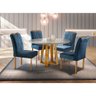 Conjunto Sala de Jantar 4 Lugares Mesa Redonda 1,2m e 4 Cadeiras Azul Turquesa Escuro - 1