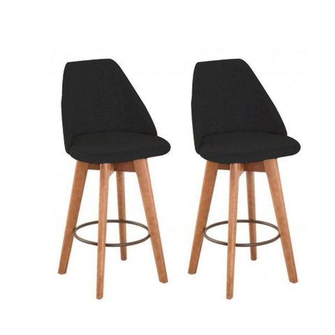 Kit 2 Banquetas Maysa Giratória para Bancada ou Cozinha - Tecido Preto