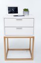 Ver imagem 1 de Mesa de Cabeceira Industrial Off White 30cm com 2 Gavetas Base Dourada - Enviamos Montado