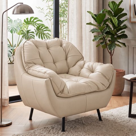 Poltrona Capri Decorativa Curvin Pés Metal Confortável - Bege