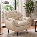 Ver imagem 1 de Poltrona Capri Decorativa Curvin Pés Metal Confortável - Bege