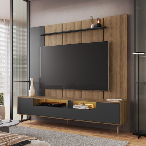 Rack com Painel para TV até 75 Polegadas com LED 200CMX186,7cm Rotterdam