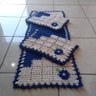 Tapete de Crochê Kit Passadeira Escada Criativa Cor: Azul Escuro - 3