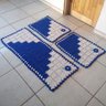 Tapete de Crochê Kit Passadeira Escada Criativa Cor: Azul Escuro - 1