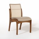 Ver imagem 1 de Cadeira para Mesa de Jantar Lisboa com Encosto em Tela Madeira Maciça Linho Bege M58 Rmi