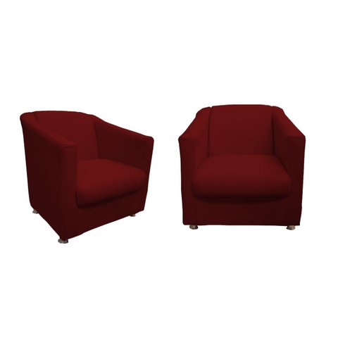 Kit 2 Poltronas Decorativa Biane Suede Marsala Pés Cromado Ms Decor