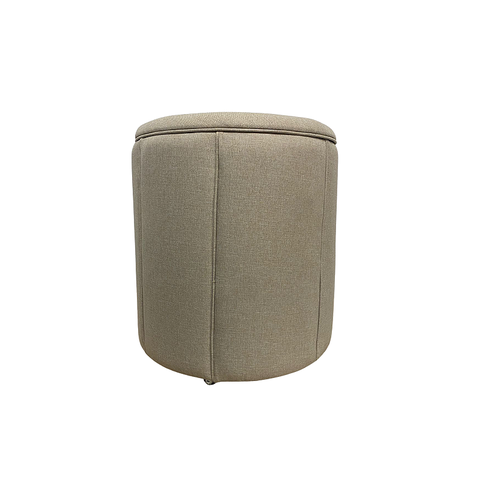 Puff Redondo Baú Não É Segredo Debrum Linho Palha 40x45 Ns0602