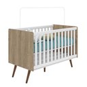 Ver imagem 1 de Berço Mini Cama Americano Retrô Carvalho/branco - Qmovi
