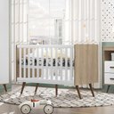 Ver imagem 3 de Berço Mini Cama Americano Retrô Carvalho/branco - Qmovi
