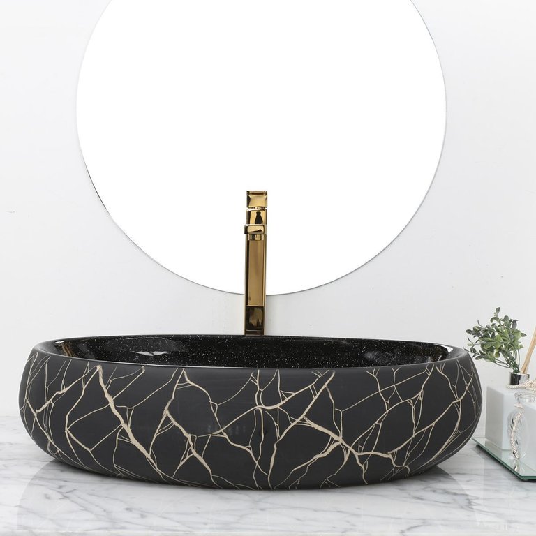 Cuba Pia Louça Cerâmica Apoio Banheiro 60x42cm Luxo Black Cuba Pia Louça Cerâmica Apoio Banheiro 60x42cm Luxo Black
