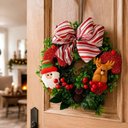Ver imagem 1 de Guirlanda Natalina com Papai Noel e Rena Tema Natalino Vermelho e Verde 25cm