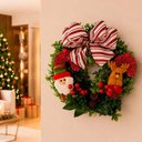 Ver imagem 3 de Guirlanda Natalina com Papai Noel e Rena Tema Natalino Vermelho e Verde 25cm