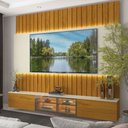 Ver imagem 1 de Painel para TV 85 Polegadas Conecta 3 Portas 100% MDF com LED Naturale/Off White - Pnr Móveis