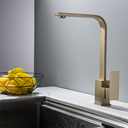 Ver imagem 2 de Torneira Misturador Monocomando Dourado Fosco Quadrado para Cozinha ou Banheiro Bica Giratória