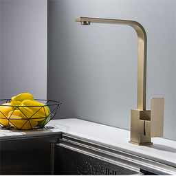 Torneira Misturador Monocomando Dourado Fosco Quadrado para Cozinha ou Banheiro Bica Giratória - 2
