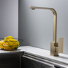 Torneira Misturador Monocomando Dourado Fosco Quadrado para Cozinha ou Banheiro Bica Giratória - 2