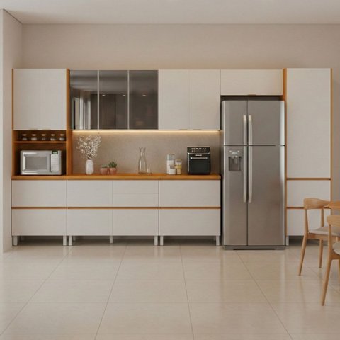 Armário de Cozinha Completa 13 Portas 7 Gavetas Lais Madeirado/fendi