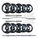 Ver imagem 1 de Kit 30 Kg de Anilhas Ferro + 02 Barras de 40cm + Barra W + Barra 120m