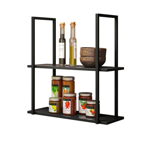 Prateleira Suspensa Estilo Industrial Nicho Cozinha Aurora Preto - ÉdeCasaMóveis                                                               