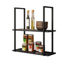 Ver imagem 1 de Prateleira Suspensa Estilo Industrial Nicho Cozinha Aurora Preto - ÉdeCasaMóveis                                                               