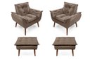 Ver imagem 1 de 2 Poltronas Capuccino Opala com 2 Puff Decorativa Confortável para Sala Quarto Recepção Suede Luxo