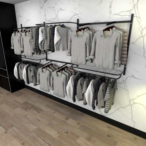 Kit para Closet com 16 Peças Regulável 300x100cm Cor Preto Modelo Clst1p441