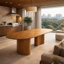 Ver imagem 1 de Mesa de Jantar 220cm 10 Luagaresavana Tampo Oval Orgânico Laminado Estrutura Madeira Natural