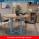 Ver imagem 2 de Mesa de Reunião Redonda P25 Pandin 110 Cm (largura) Tampo Mdp Noce Naturalle Pé Aço Tubular Azul