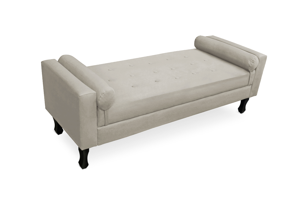Recamier Calçadeira Fênix Baú Estofado Quarto Queen 160cm Corano Bege - DL Decor