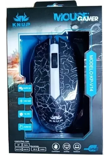 Mouse Gamer Knup Kp-v14 2800dpi Usb Lazer com Led Preto - 4