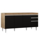 Ver imagem 2 de Balcão Gabinete 160cm sem Tampo 4 Portas 2 Gavetas Arkansas Castanho-preto - Lumil Móveis
