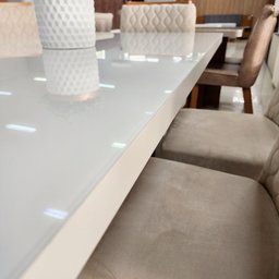 Sala de Jantar 160x80 MDF/Vidro 6 Cadeiras Lottus Bom Pastor - 3