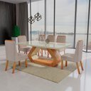Ver imagem 1 de Sala de Jantar 160x80 Mdf/vidro 6 Cadeiras Lottus Bom Pastor