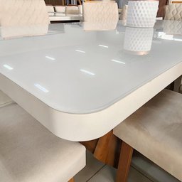 Sala de Jantar 160x80 MDF/Vidro 6 Cadeiras Lottus Bom Pastor - 5