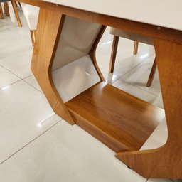 Sala de Jantar 160x80 MDF/Vidro 6 Cadeiras Lottus Bom Pastor - 4
