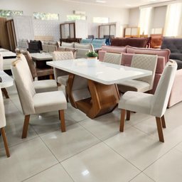 Sala de Jantar 160x80 MDF/Vidro 6 Cadeiras Lottus Bom Pastor - 2