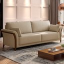 Ver imagem 2 de Sofá 02 Lugares para Sala de Estar Pés em Madeira 162 Cm Stefan M03 Linho Bege Escuro - Lyam Decor