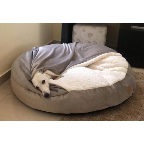 Cama Cave M 60x60:Avelã com marfim redonda