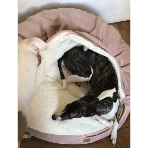 Cama Cave G 70x70:Rose gold com marfim redonda