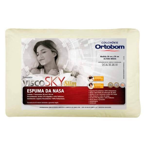 Kit 02 Travesseiros Nasa Antialergico Visco Sky Slim - Ortobom - 3