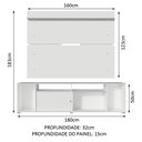 Ver imagem 4 de Rack Madesa Cancun e Painel para Tv até 65 Polegadas - Branco