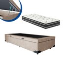 Ver imagem 1 de Cama Box Baú Solteiro Colchão Molas Ensacadas + Box Suede Bege 59x88x188