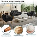 Ver imagem 3 de Kit Namoradeira Decorativa e 2 Poltronas Confortável para Sala Recepção Manicure Alice Suede