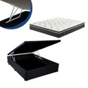 Ver imagem 1 de Cama Box Baú Casal Colchão Mola Bonnel + Box Sintético Preto 59x138x188