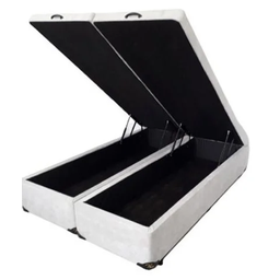 Cama Box Baú Casal Bipartido Sintético Branco - 2